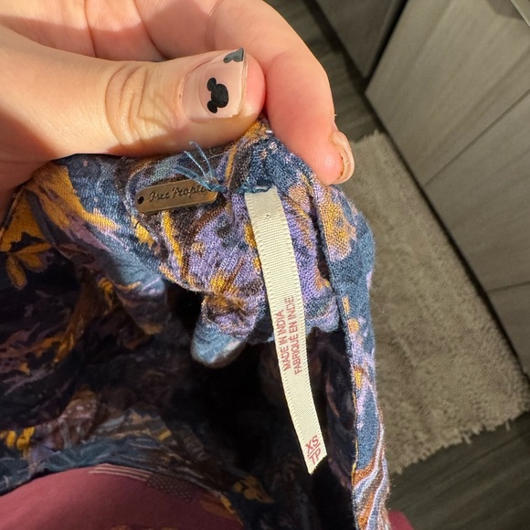 Free People El Porto Printed Wide Leg Romper Jumpsuit S Blue Boho Harem - Picture 9 of 11